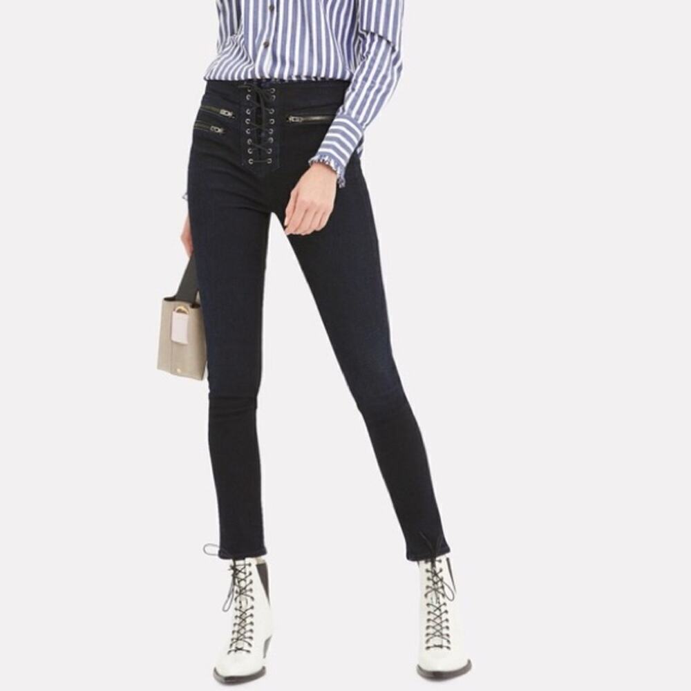 VERONICA BEARD Lita 10" Moto Skinny Black Jeans size 26